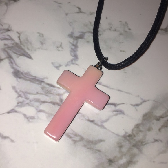 SOLD Handmade Shell Cross Necklace - Picture 2 of 5